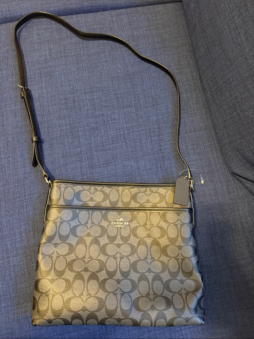 Coach Monogram Crossbody Bag in Charcoal and Black